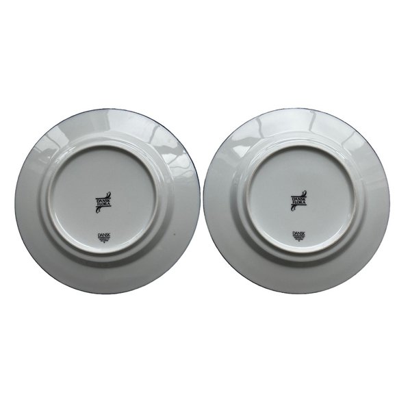 Vintage Dansk Flora Lne Bayberry Blue Japan Portugal Salad Plates Set Of 2 - Picture 5 of 9